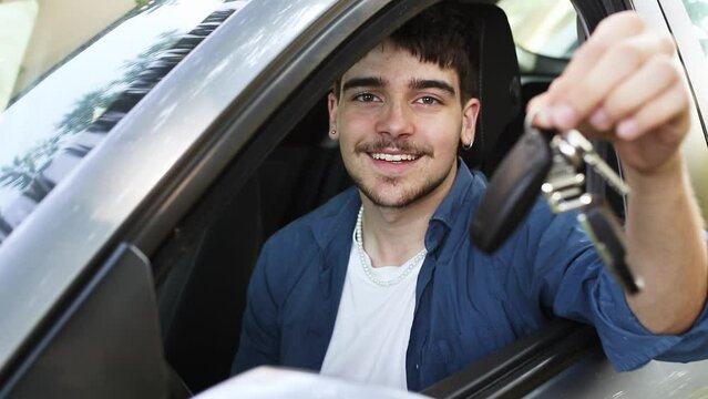 novice driver with car keys driving