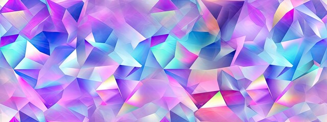Fototapeta premium Seamless trendy iridescent rainbow chrome foil texture. Soft futuristic holographic neon pastel unicorn low poly background pattern. Modern pearlescent blurry abstract pattern