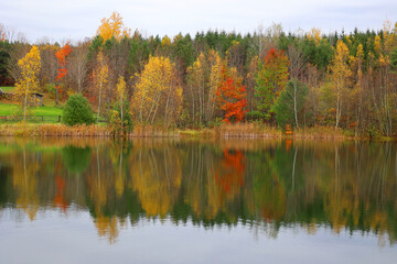 Fototapeta na wymiar North america fall landscape eastern township Bromont-Shefford Quebec province Canada