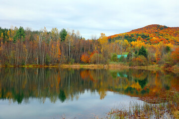 North america fall landscape eastern township Bromont-Shefford Quebec province Canada