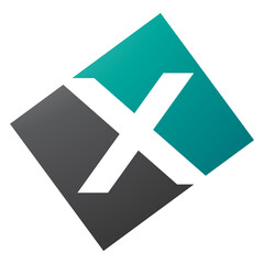 Obraz premium Persian Green and Black Rectangle Shaped Letter X Icon