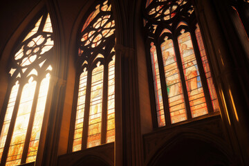 Radiant Stained Glass Illuminated by Sunlight