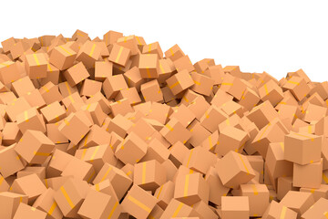 Cardboard box or carton on white background, carrying parcel and online shopping