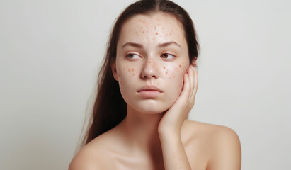 Portrait of woman having skin problems