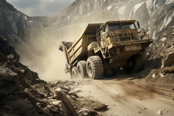 Essential Dumper truck in career. Big coal. Generate Ai