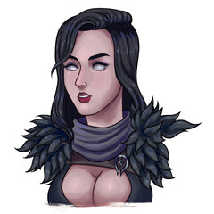 PNG transparent background fantasy character illustration. Female semi elf. digital illustration.	
