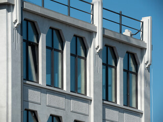 Hexagonal windows in an office building.