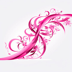Curled Pink Ribbon on White Background A Graceful and Elegant Accessory