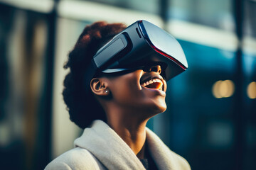 African Woman Embracing Technology: Virtual Reality Bliss