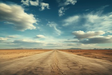 Fototapeta na wymiar Solitary Empty car road desert. Way scenic. Generate Ai