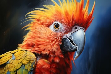 Tropical Exotic bird portrait. Tropical forest. Generate Ai