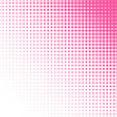 Pink pixel corner with a half tone raster pattern of small circles on a white background. Vector pop art vignette