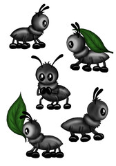 cute leaf cutter ants illustration set collection