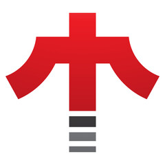 Obraz premium Red and Black Cross Shaped Letter T Icon