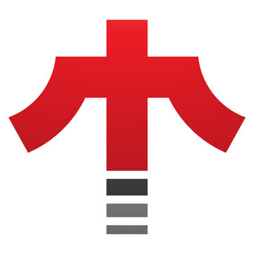 Red and Black Cross Shaped Letter T Icon