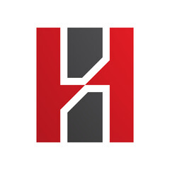 Red and Black Letter H Icon with Vertical Rectangles