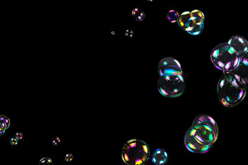 Soap bubbles isolated on a black background