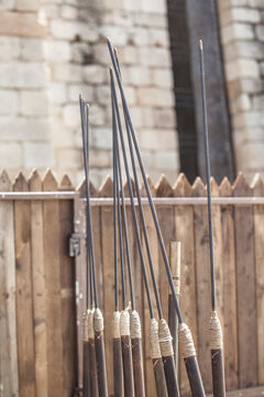 Stand full of pila or roman javelins at military camp