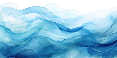 Poster watercolor sea wavy background Generative AI © SKIMP Art
