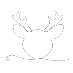 Single continuous line drawing of head deer. vector design illustration