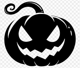 Isolated vector illustration of Halloween pumpkin icon featuring scary and funny pumpkin monster face on white background.
