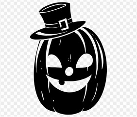 Isolated vector illustration of Halloween pumpkin icon featuring scary and funny pumpkin monster face on white background.