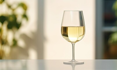 Photo of a glass of white wine on a table