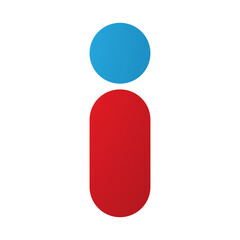 Red and Blue Abstract Round Person Shaped Letter I Icon