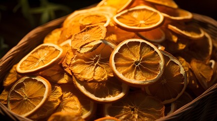 A pile of dried orange slices - obrazy, fototapety, plakaty