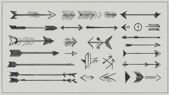 set of hand drawn arrows A set of hand drawn arrow icons in vector style, the arrows are simple and elegant, the style is simple