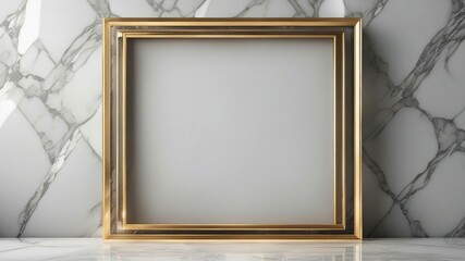 picture frame on wall A vector illustration of a golden frame on a marble background. The frame is empty and blank