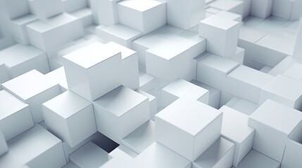 Abstract background with a stack of white block technology buildings, AI generative