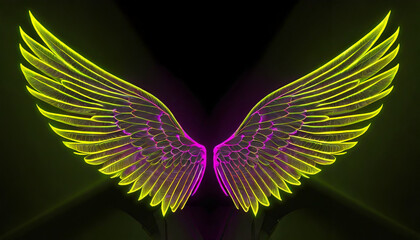 Angel Wings illuminated on dark background