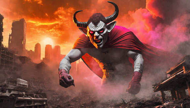 The Devil destroying a City