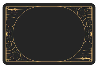 Magic frame with art nouveau pattern, reverse side of tarot cards, esoteric and mystic frame, vector