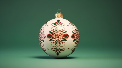 Detailed Christmas Bauble with Pattern Isolated on the Minimalist Background
