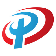 Red and Blue Oval Shaped Letter P Icon