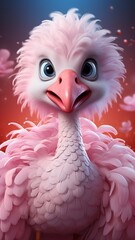 close up of a pink flamingo, pink flamingo bird. Generative in ai