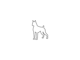 Boxer Dog Outline isolated on white background