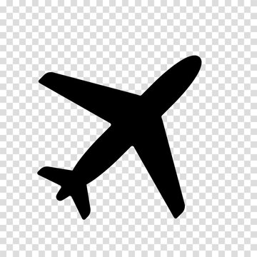 Airplane sign icon on a transparent background