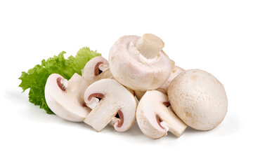 Champignon mushrooms, isolated on white background.