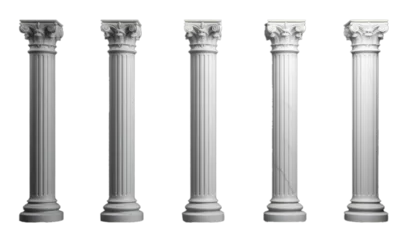 Deurstickers Five white color Ancient marble pillars on the transparent background. © Snapshooter