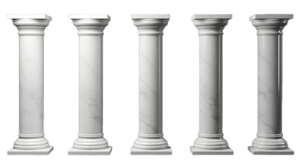 Foto op Plexiglas Five white color Ancient marble pillars on the transparent background. © Snapshooter