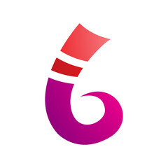 Red and Magenta Curly Spike Shape Letter B Icon