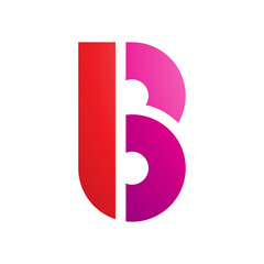 Red and Magenta Round Disk Shaped Letter B Icon