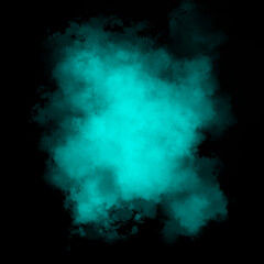 Turquoise color powder explosion isolated on black background. Royalty high-quality free stock...