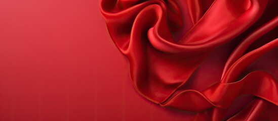 Valentines Day theme with red silk fabric heart on wedding background