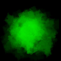 Green color powder explosion isolated on black background. Royalty high-quality free stock photo image Freeze motion of green powder exploding. Colorful dust explode. Paint Holi, dust particles splash