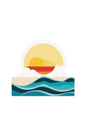 illustration of an ocean sunset  background 