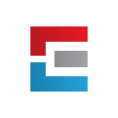 Fototapeta premium Red Blue and Grey Rectangular Letter E Icon